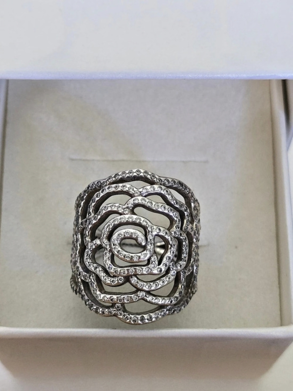 Pandora Rose in Bloom Ring Sterling Silver Size 54